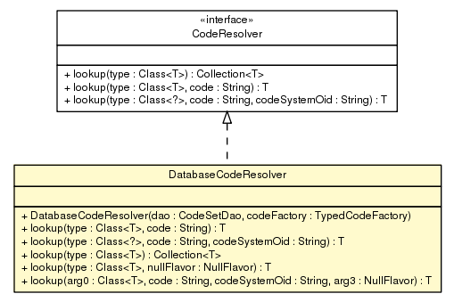 Package class diagram package DatabaseCodeResolver
